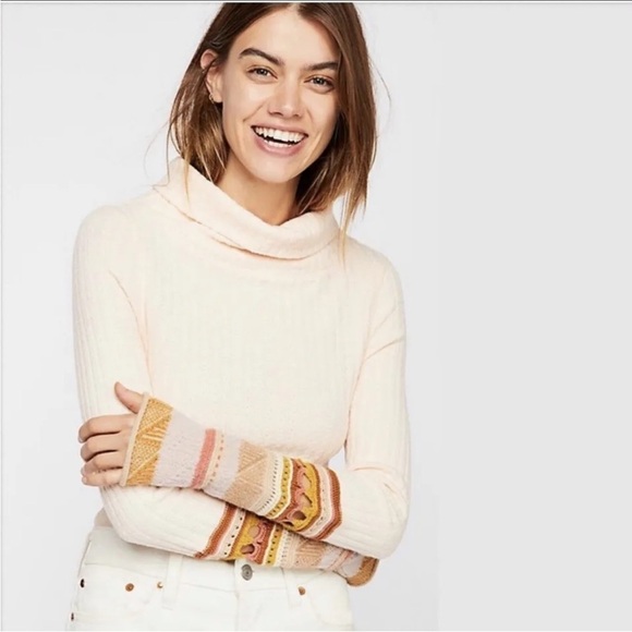 Free People Mixed Up Sweater Cuff Thermal Top – Size Small Petite - Picture 1 of 10